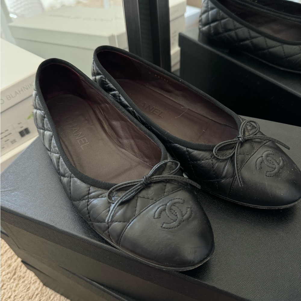 Chanel ballet ballerinas flats 39.5 black